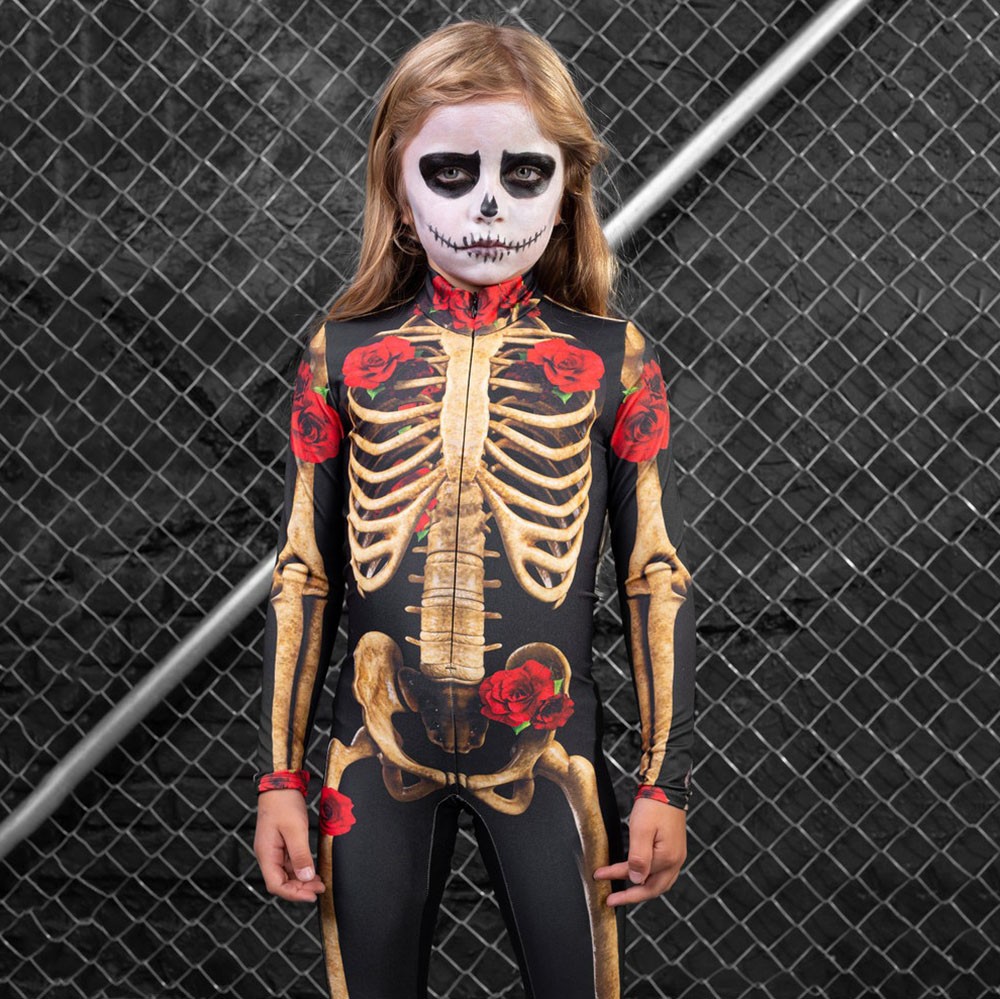 Skeleton Halloween Costume with Rose For Kid