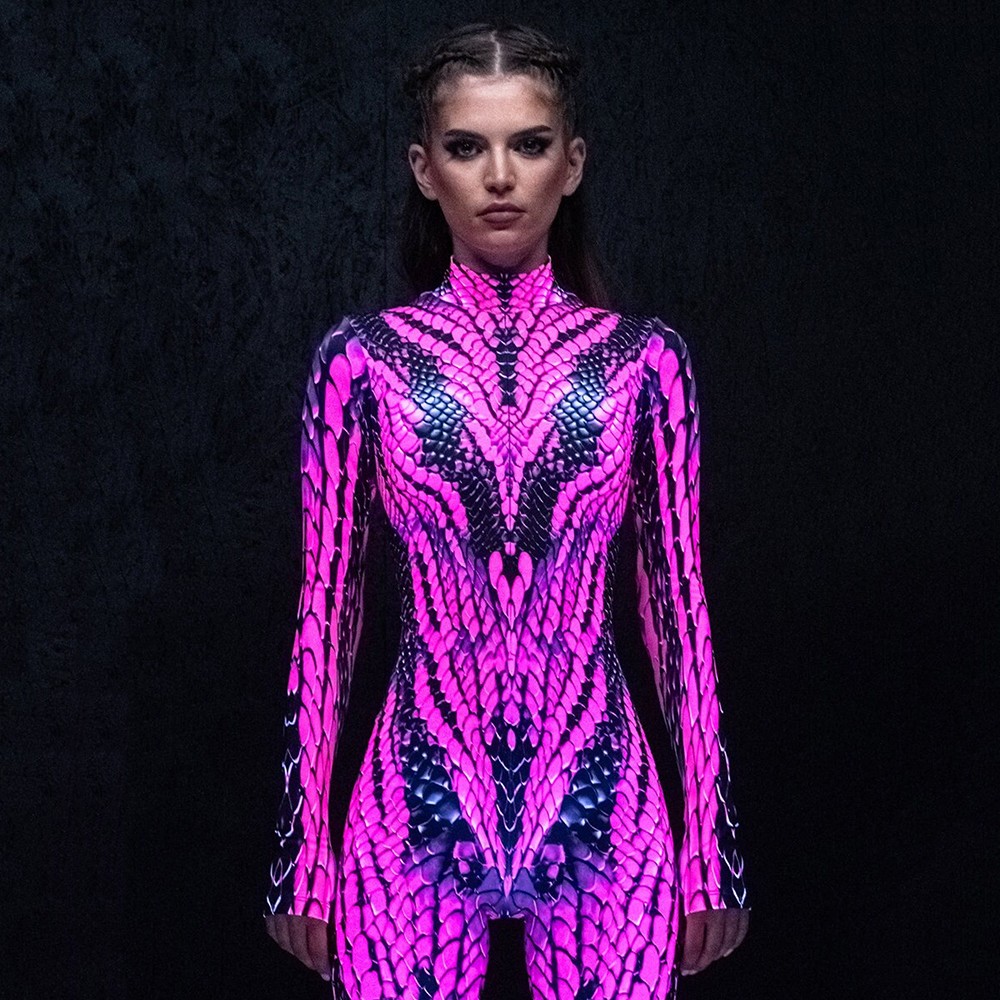 Candy Viper Costume Pink Snake Costume Halloween Costume for Women Glow in the Dark
