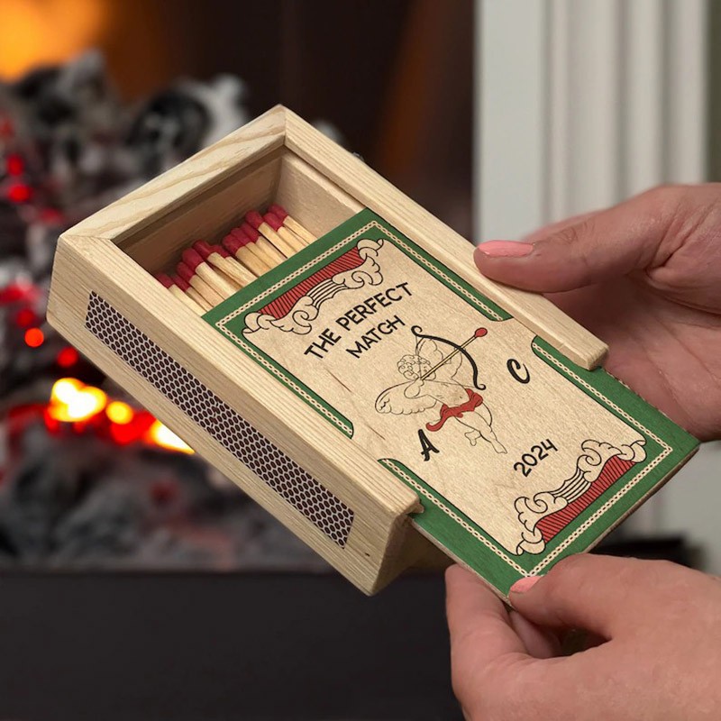 Personalized Wood Couples Matchbox Valentine's Day Gift