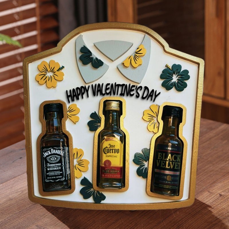 Liquor Bottle Display Tray Romantic Gift for Valentine's Day