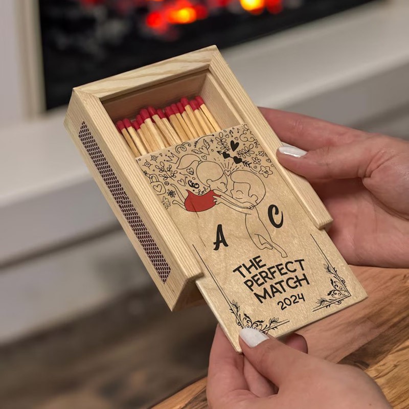 Personalized Wood Couples Matchbox Valentine's Day Gift