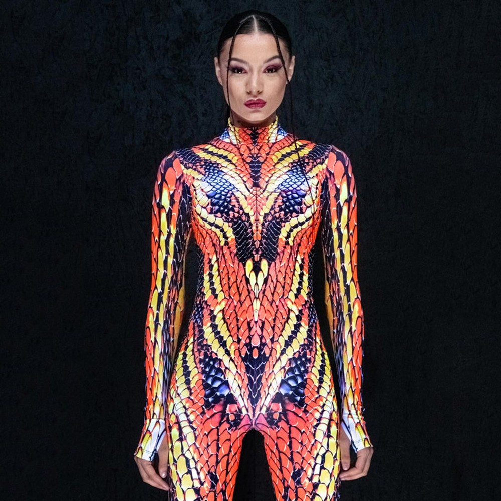 Sand Viper Costume Orange Snake Costume Halloween Costume for Women Glow in the Dark