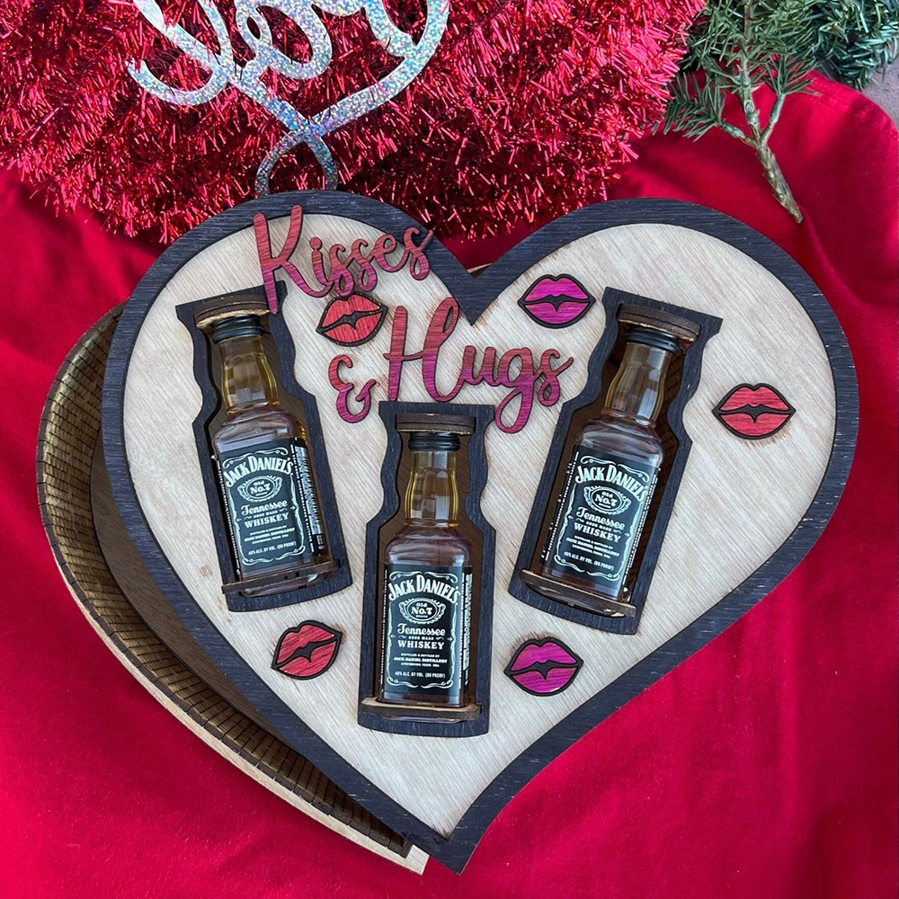Liquor Bottle Display Tray Romantic Gift for Valentine's Day