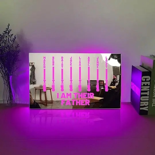 Personalized Children's Name Lightsaber Mirror Lamp Best Gift For Dad
