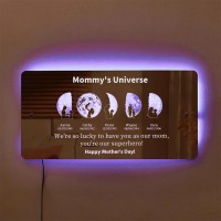 Personalized Moon Phase Mirror Lamp With Mom Silhouette Best Gift For Christmas
