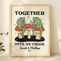 Personalized Couple Frog Print Valentines Gift Idea Retro Aesthetic