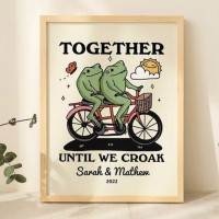 Personalized Couple Frog Print Valentines Gift Idea Retro Aesthetic