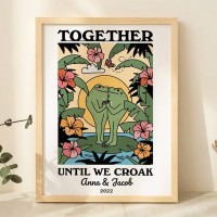 Personalized Couple Frog Print Valentines Gift Idea Retro Aesthetic