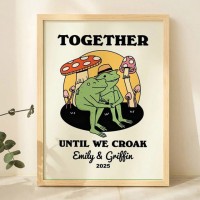 Personalized Couple Frog Print Valentines Gift Idea Retro Aesthetic