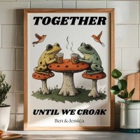 CUSTOM Couple Frogs Print Valentines Gift Idea Retro Aesthetic