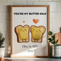 CUSTOM Couple Smiling Toast Print Valentines Gift Idea Retro Aesthetic