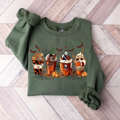 Halloween Skeleton Coffee Cups Sweatshirt