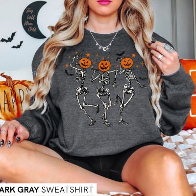 Skeleton Pumpkin Halloween Sweatshirt