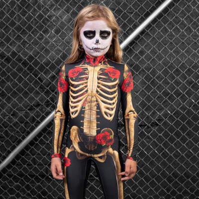 Skeleton Halloween Costume with Rose For Kid