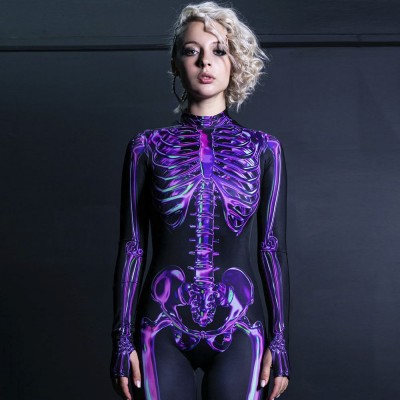 Purple Skeleton Costume Halloween Glow in the Dark Costume