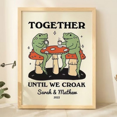 Personalized Couple Frog Print Valentines Gift Idea Retro Aesthetic
