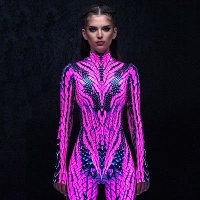 Candy Viper Costume Pink Snake Costume Halloween Costume for Women Glow in the Dark