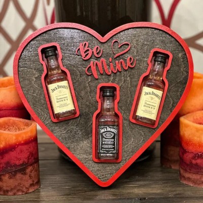 Be Mine Heart-Shaped Mini Liquor Bottle Display Tray Romantic Gift for Valentine's Day