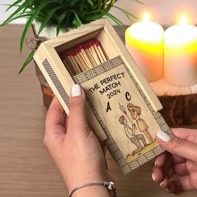 Personalized Wood Couples Matchbox Valentine's Day Gift