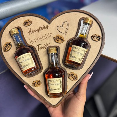 Be Mine Heart-Shaped Mini Liquor Bottle Display Tray Romantic Gift for Valentine's Day