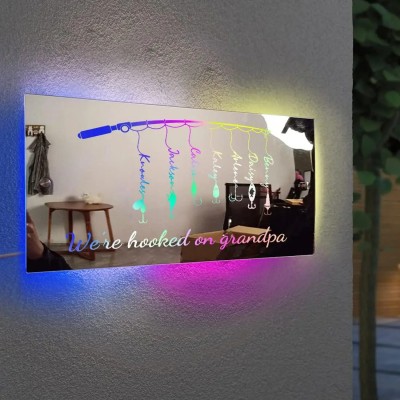 Personalized Children's Name Fishing Mirror Lamp Best Gift For Dad