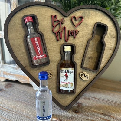 Be Mine Heart-Shaped Mini Liquor Bottle Display Tray Romantic Gift for Valentine's Day