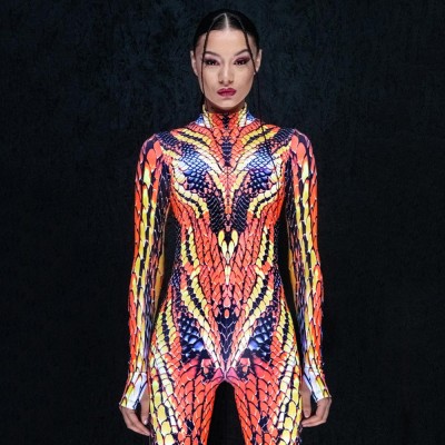 Sand Viper Costume Orange Snake Costume Halloween Costume for Women Glow in the Dark