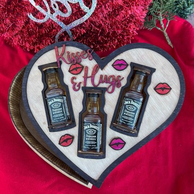 Liquor Bottle Display Tray Romantic Gift for Valentine's Day