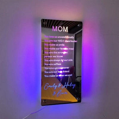 Personalized I Love You Reasons Mirror Night Light Best Gift For Mom