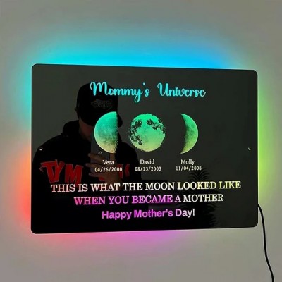 Personalized Moon Phase Mirror Lamp Best Gift For Christmas
